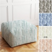 Wasserfarbener Pouf Ottoman, Hocker Im Tie-Dye-stil, Blau Und Weiß, Beigel Rost Abnehmbarer Waschbarer Poufbezug von GoodlifeCali