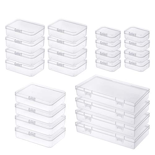 24 Stück gemischte Größen Rechteckige leere Mini-Aufbewahrungsbox für Mini-Kunststoff-Organizer mit Klappdeckel für kleine Gegenstände und andere Bastelprojekte von Goodma
