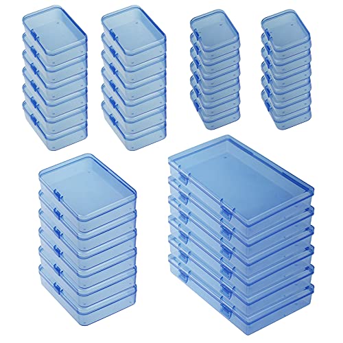 36 Stück gemischte Größen rechteckige leere Mini-Organizer-Aufbewahrungsbox-Behälter mit Klappdeckel für kleine Gegenstände und andere Bastelprojekte (Blau) von Goodma