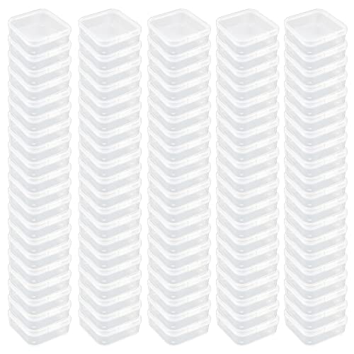 Goodma 100 Stück Square Leere Mini-Aufbewahrungsbox für durchsichtige Kunststoff-Organizer-Aufbewahrungsboxen mit Klappdeckeln für kleine Gegenstände und andere Bastelprojekte (65 x 65 x 20 mm) von Goodma