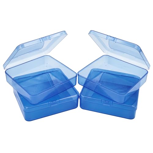 Goodma 4 Stück Square Leere Mini-Aufbewahrungsbox für Kunststoff-Organizer-Aufbewahrungsboxen mit Klappdeckeln für kleine Gegenstände und andere Bastelprojekte (Blau, 125 x 125 x 35 mm) von Goodma