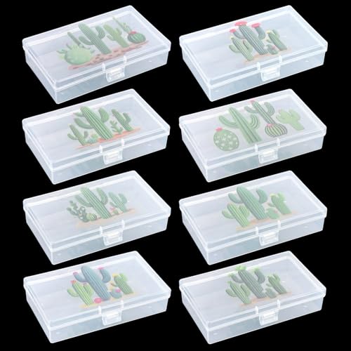 Goodma 8 Stück Kaktus Bild Muster rechteckige klare Kunststoff-Boxen leere Lagerung Organizer Container mit Scharnierdeckel für kleine (135 x 80 x 30 mm) von Goodma