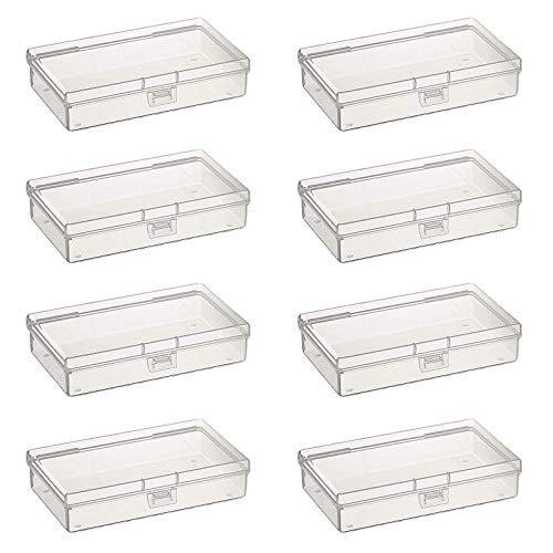 Goodma 8 Stück rechteckige leere Mini-Organizer-Aufbewahrungsbox-Behälter mit Klappdeckel für kleine Gegenstände und andere Bastelprojekte, 135 x 80 x 30 mm (Klar) von Goodma