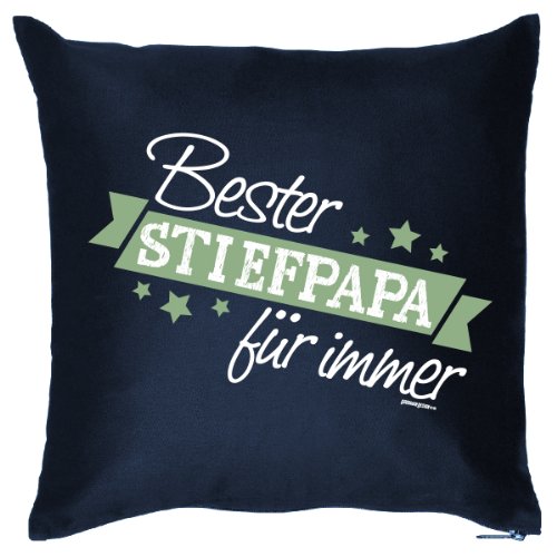 Goodman Design Geschenk zum Vatertag für den Stiefpapa Kissen mit Füllung Bester Stiefpapa für Immer Vatertagsgeschenk Stiefvater von Goodman Design