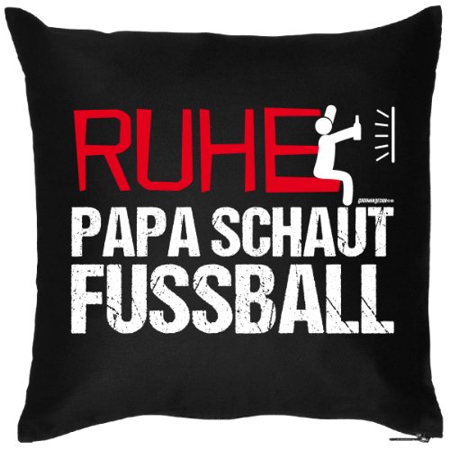 Mega coole Dekokissen Kuschelkissen - Kissen incl. Füllung Ruhe Papa schaut Fussball Geschenk für Papa Vatertagsgeschenk Fussball Fan von Goodman Design