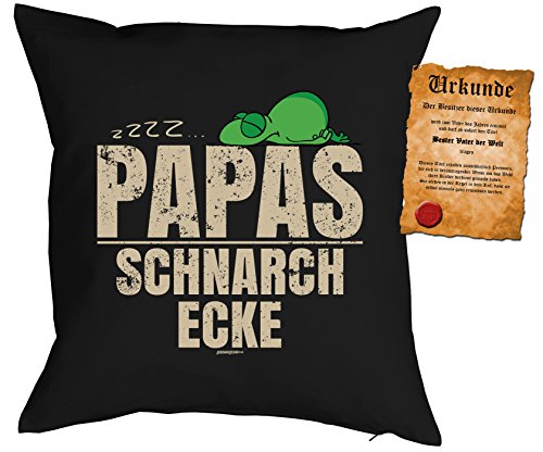 Goodman Design ® Väter/Deko-Kissen/Sofa-Kissen m. Füllung +Spaß-Urkunde: zzzz? Papas Schnarch Ecke Geschenkidee/Geburtstag/Vatertag von KEXMY