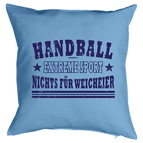 Cooles Kissen Handball - Geschenk Sportler : Handball Extreme Sport .. - Kissen mit Füllung / hellblau von Goodman Design