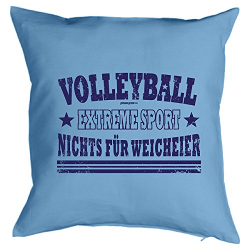 Goodman Design ® Cooles Kissen Volleyball - Geschenk Sportler : Volleyball Extreme Sport - Kissen mit Füllung/hellblau von Goodman Design