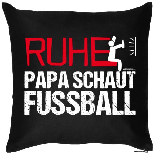 Cooles Sprüche Kissen für Väter : Ruhe / Ruhe Papa schaut Fussball -- Kissen ohne Füllung von Goodman Design