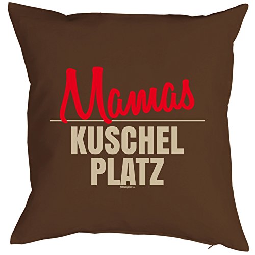 Goodman Design ® Muttertagsgeschenk für Mama Kissen mit Füllung und Urkunde Mamas Kuschelplatz Geschenk für die Mutter Polster Sofakissen Couchkissen von Goodman Design