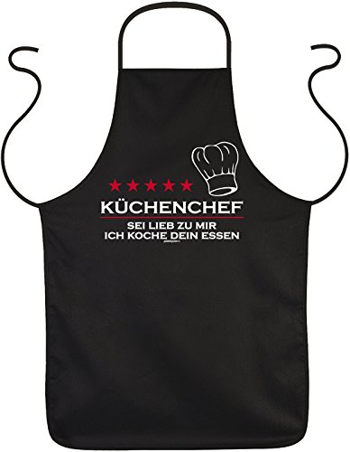 Goodman Design ® Sprüche Schürze für Koch/Hoppykoch/Küchenchef : Küchenchef - Sei lieb zu Mir - Arbeitsschürze Koch Farbe: schwarz von Goodman Design