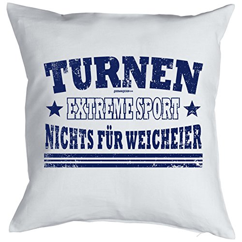 Goodman Design ® Turnen Sprüche Kissen - Deko Turnen : Turnen Extreme Sport - Kissen mit Füllung - Farbe: weiss von Goodman Design