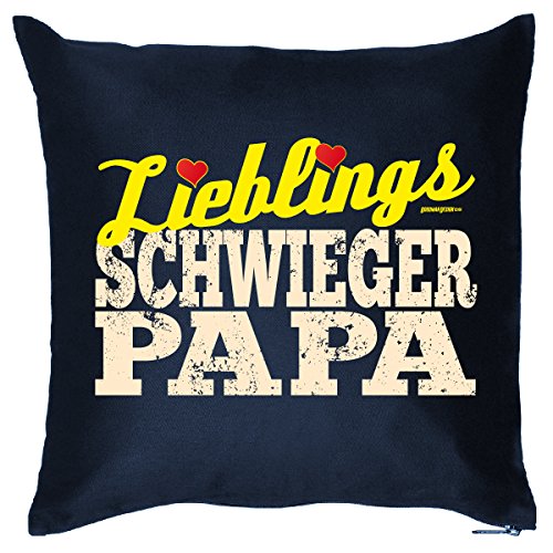 Goodman Design Geschenk zum Geburtstag für Schwiegervater Kissen : Schwiegerpapa/Lieblings Schwieger Papa - Kissen mit Füllung Farbe:Navy-blau von Goodman Design