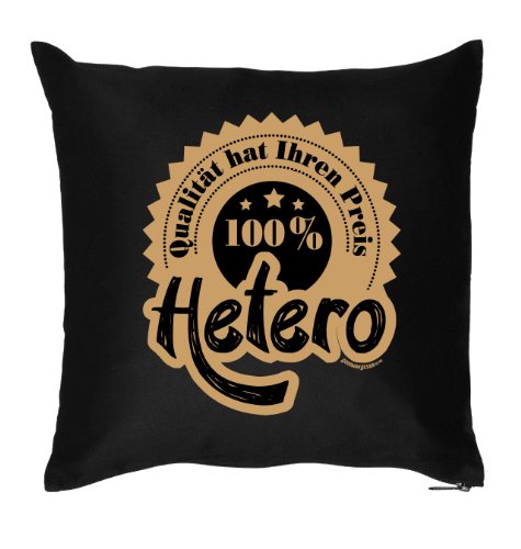 Goodman Design bedrucktes Fun Spaß Sofa Kissen: 100 Prozent Hetero - Geburtstag Geschenk Dekokissen Couchkissen Sofakissen Ostern von Goodman Design