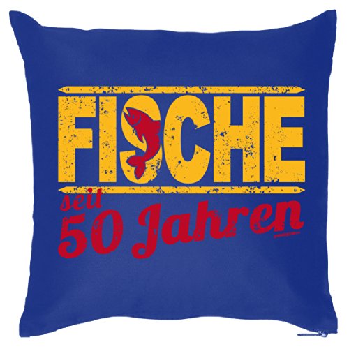 Mega cooles Kopfkissen Dekokissen für das Geburtstagskind - 50 Jahre Fische - Sternzeichen /Goodman Design von Goodman Design