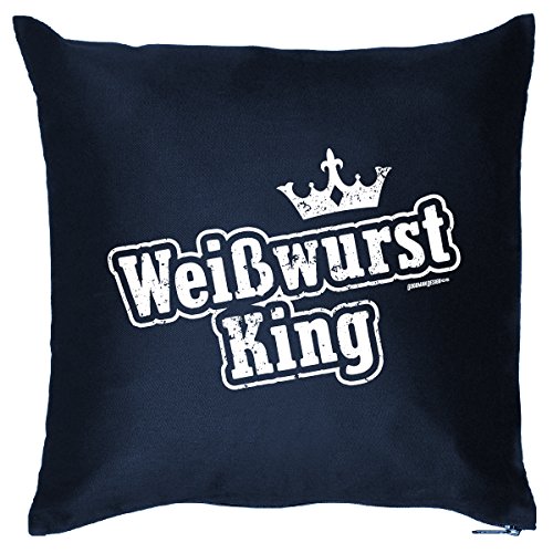 bedrucktes Sofa Kissen Weißwurst Geschenk Geburtstag Weihnachten Nikolaus Wichteln Dekokissen Couchkissen Bett Goodman Design von Goodman Design