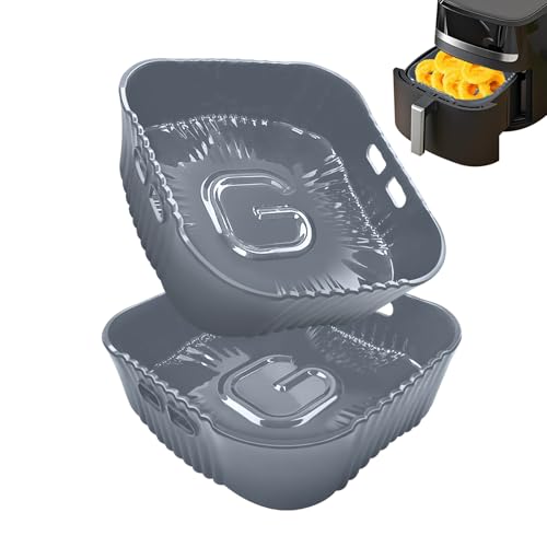 Platin-Silikonform für Heißluftfritteuse 22-24CM, Airfryer Zubehör Silikon Einsatz für Russell Hobbs 8L/8.3L, COSORI TurboBlaze XXL 6L/6,2L/6,4L, Wiederverwendbar Heißluftfritteuse Zubehör, 2PCS von Goodpejine