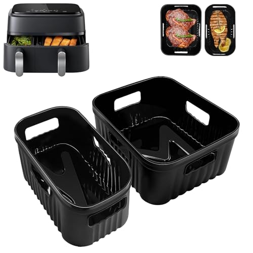 Airfryer Silikonform Zubehör Set für Philips Dual Basket 3000/5000-serie 6L/3L, Tefal Dual Easy Fry 5,2/3,1 L EY9018, 2 Stück Heißluftfritteuse Zubehör Silikonform Einsätze für Philips 9L, Tefal 8,3 L Airfryer Silikonform Zubehör Set für Philips Dual Basket 3000/5000-serie 6L/3L, Tefal Dual Easy Fry 5,2/3,1 L EY9018, 2 Stück Heißluftfritteuse Zubehör Silikonform Einsätze für Philips 9L, Tefal 8,3 L von Goodpejine