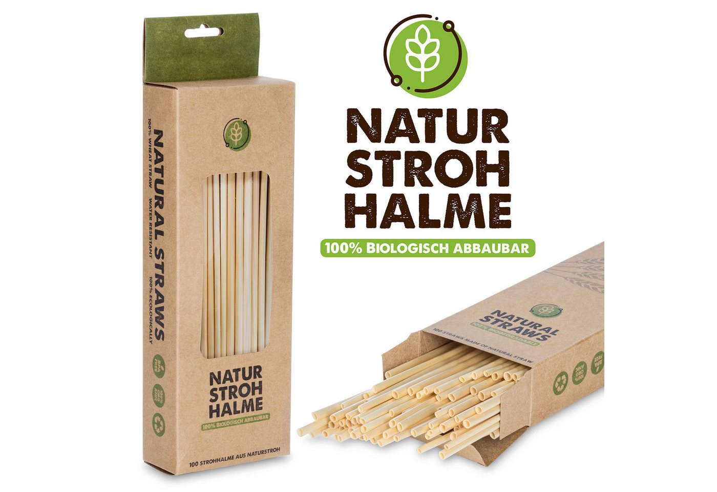 Goods+Gadgets Gläser-Set 100× Getränke-Röhrchen aus Weizen – Kompostierbar, Strohhalme, Strohhalme Goods+Gadgets Gläser-Set 100× Getränke-Röhrchen aus Weizen – Kompostierbar, Strohhalme, Strohhalme von Goods+Gadgets