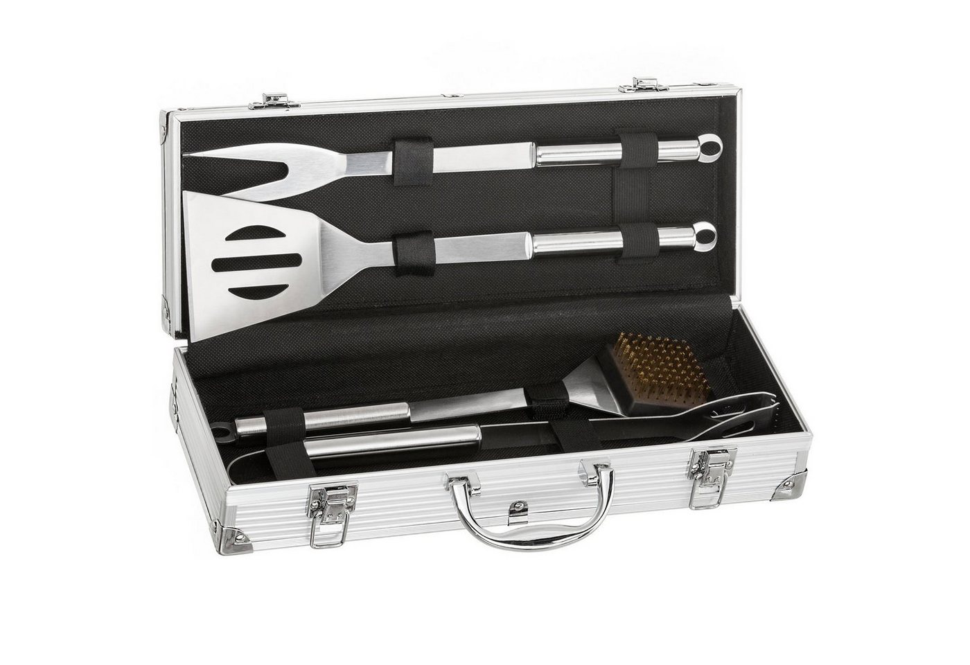 Goods+Gadgets Grillbesteck-Set Edelstahl Profi Grillbesteck-Set Grill-Koffer, (5 tlg), BBQ Besteck Grillkoffer Zubehör von Goods+Gadgets