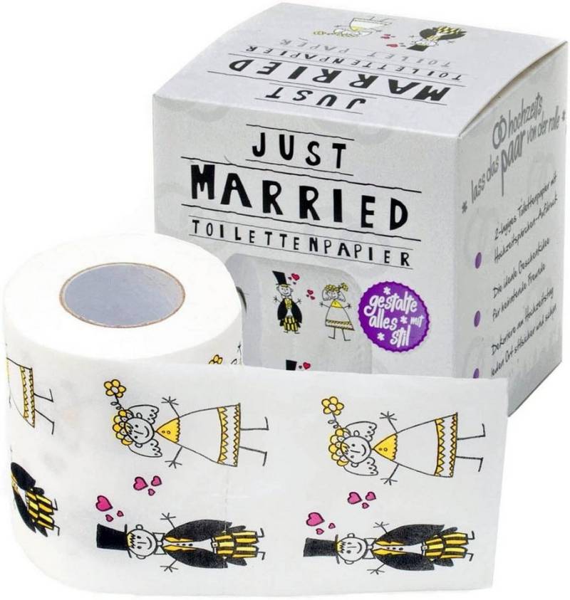 Goods+Gadgets Papierdekoration Just Married Toilettenpapier, Witziges Klopapier Fun WC Hochzeits-Geschenk von Goods+Gadgets