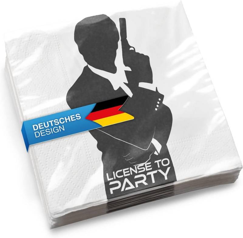 Goods+Gadgets Papierserviette Partygeschirr Servietten, (Partygeschirr Motto-Party, Papiertücher), Geheim-Agent von Goods+Gadgets