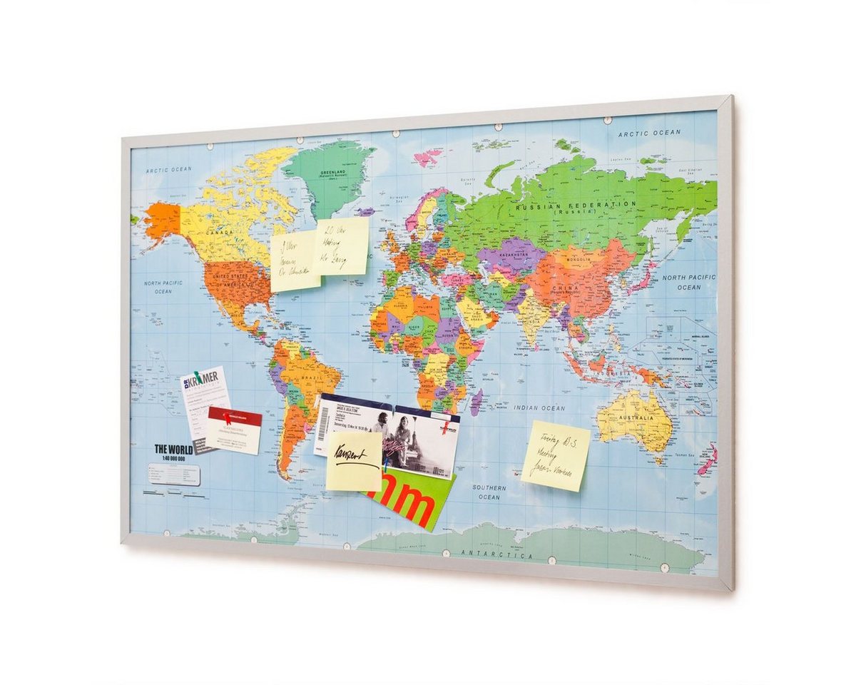 Goods+Gadgets Pinnwand Weltkarte aus Kork, (XXL), Memotafel mit Markierungsfähnchen von Goods+Gadgets