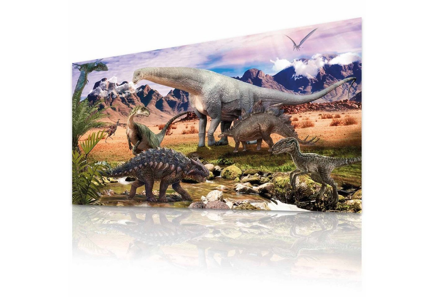 Goods+Gadgets Poster Dinosaurier Kunstdruck, Steppenlandschaft (Dino XXL Wandbild), Kinderzimmer Deko von Goods+Gadgets