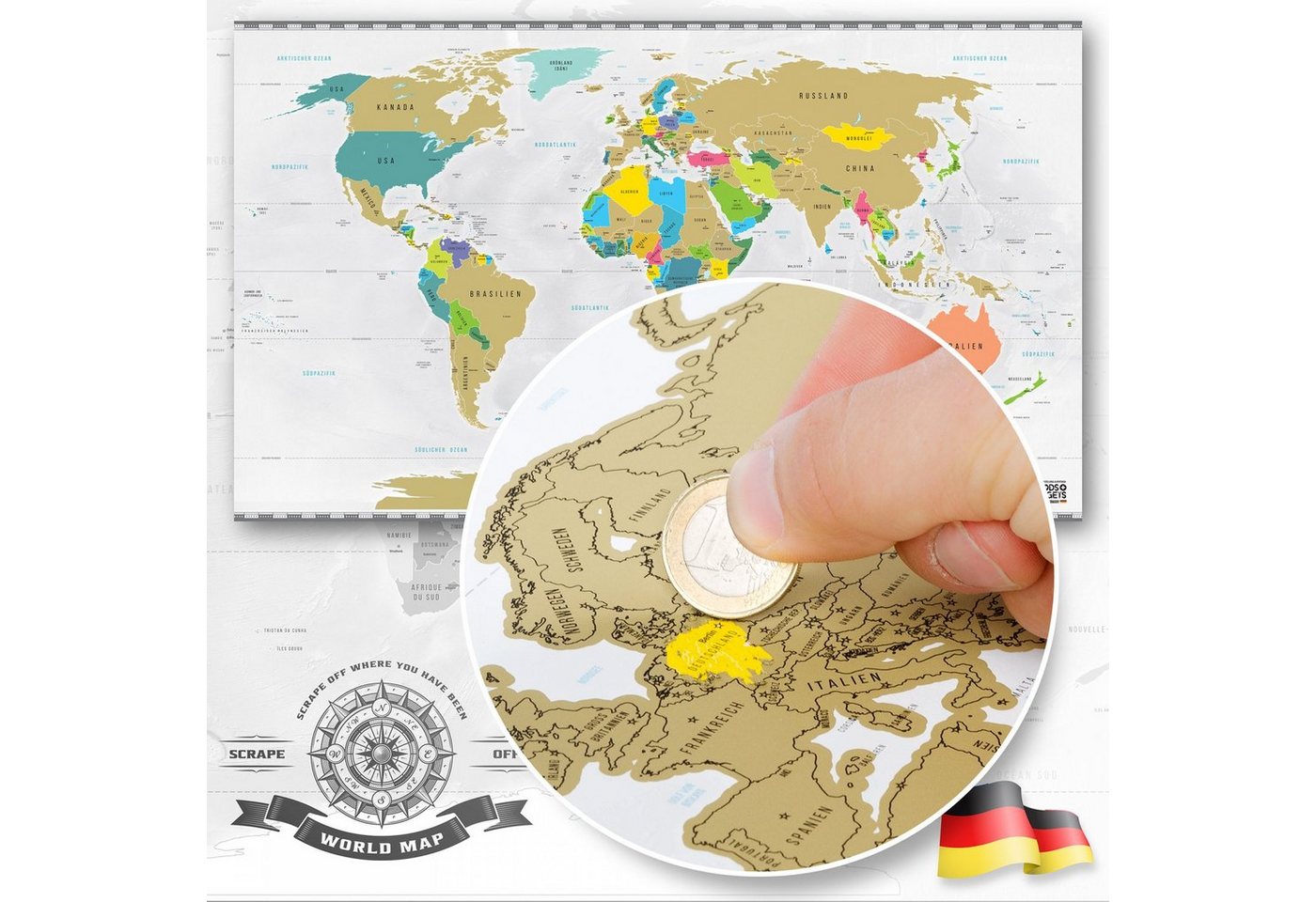 Goods+Gadgets Poster Rubbel Weltkarte zum Frei-Rubbeln Scrape off World Map, Rubbelkarte, Scrape Off World-Map Goods+Gadgets Poster Rubbel Weltkarte zum Frei-Rubbeln Scrape off World Map, Rubbelkarte, Scrape Off World-Map von Goods+Gadgets
