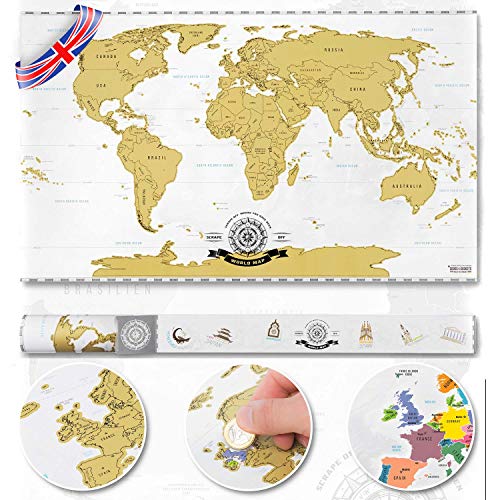GOODS+GADGETS Scrape Off World Map Deluxe - Personalized Travel Map Poster XXL Wall Decoration von GOODS+GADGETS