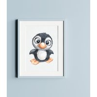 Kinderbild Pinguin - Hochwertiges Kinderzimmer Wandbild, Tierposter, Kunstdruck, Aquarellbild, Tiere, Bild Kinderbilder von Goodtimeprints