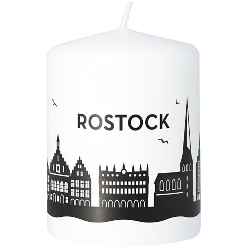 Goodtimes Stumpenkerze Rostock Skyline (Weiß) von Goodtimes