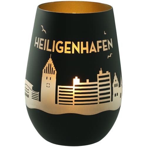 Goodtimes Windlicht Heiligenhafen Skyline (Schwarz & Gold) von Goodtimes