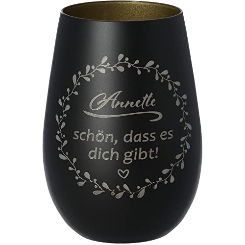 Goodtimes Windlicht Schön, DASS es Dich gibt mit individuellem Namen Schwarz & Gold von Goodtimes