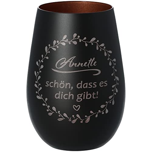 Goodtimes Windlicht Schön, DASS es Dich gibt mit individuellem Namen Schwarz & Bronze von Goodtimes