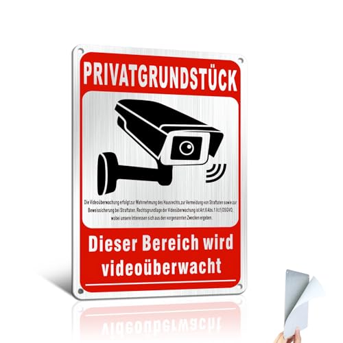 Goodvia Schild Videoüberwachung Privatgrundstück Selbstklebend 15x22cm Wird Videoüberwacht mit DSGVO Aufkleber Alu x1 Goodvia Schild Videoüberwachung Privatgrundstück Selbstklebend 15x22cm Wird Videoüberwacht mit DSGVO Aufkleber Alu x1 von Goodvia