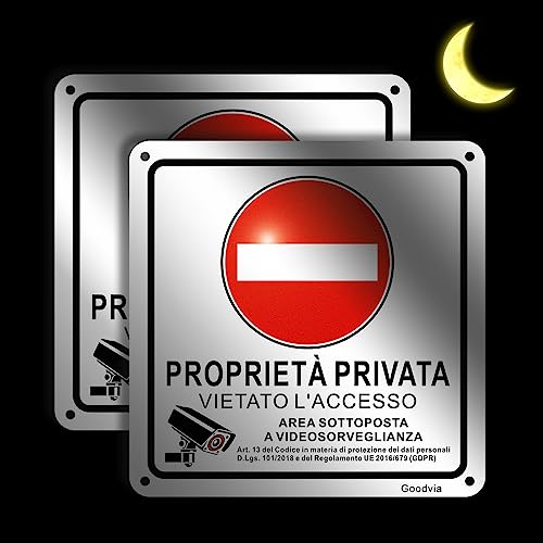 Privates Eigentum Schild Metall mit Aufkleber und Löchern 15 x 15 cm Aluminium Unterbereich Videoüberwachung für Sicherheit gdpr 2022 Privater Zugang zu Eigentum 2 Stück von Goodvia