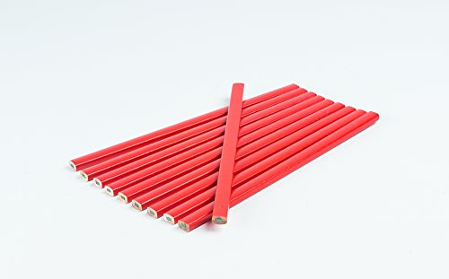 10 Stück Zimmermannsbleistift I Rot I oval I 250 mm I Zimmermann-Bleistift, Bau - Bleistifte von Goodway