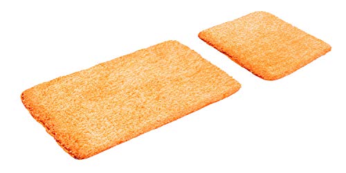 Goodway 2 Teiliges Badematten Set, Badteppich, Badvorleger Fußmatten, Mattensets Bahama, orange Meliert, von Goodway