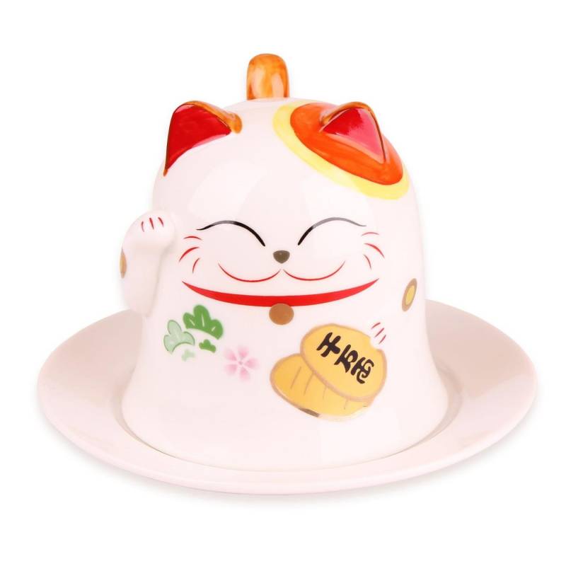 Goodwei Dekofigur Kaffeetasse "Maneki-Neko" -Tasse im Design der japanischen Glückskatze (1 St), Handbemalt von Goodwei