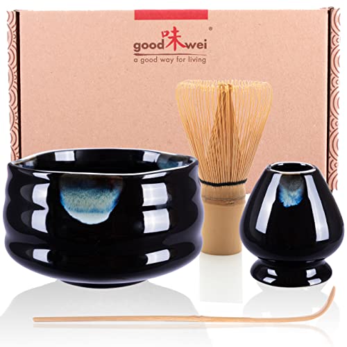 Goodwei Japanisches Matcha Komplett-Set mit hochwertiger Teeschale (Kuro, 80) von Goodwei