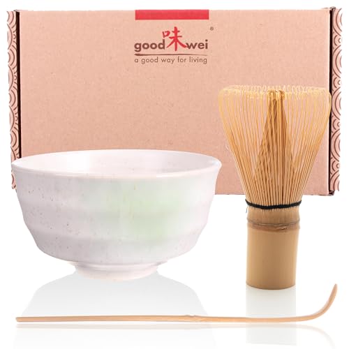 Goodwei Japanisches Matcha-Set, 3-teilig (Shiro), Keramik, 180 ml von Goodwei