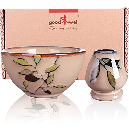 Goodwei Matcha Schale für japanische Teezeremonie (Bamboo, Mit Halter) von Goodwei