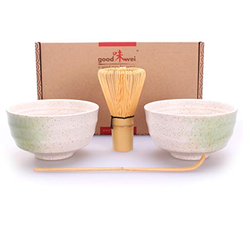 Goodwei Matcha-Set Duo mit zwei Schalen, aus Keramik (Weiß) von Goodwei