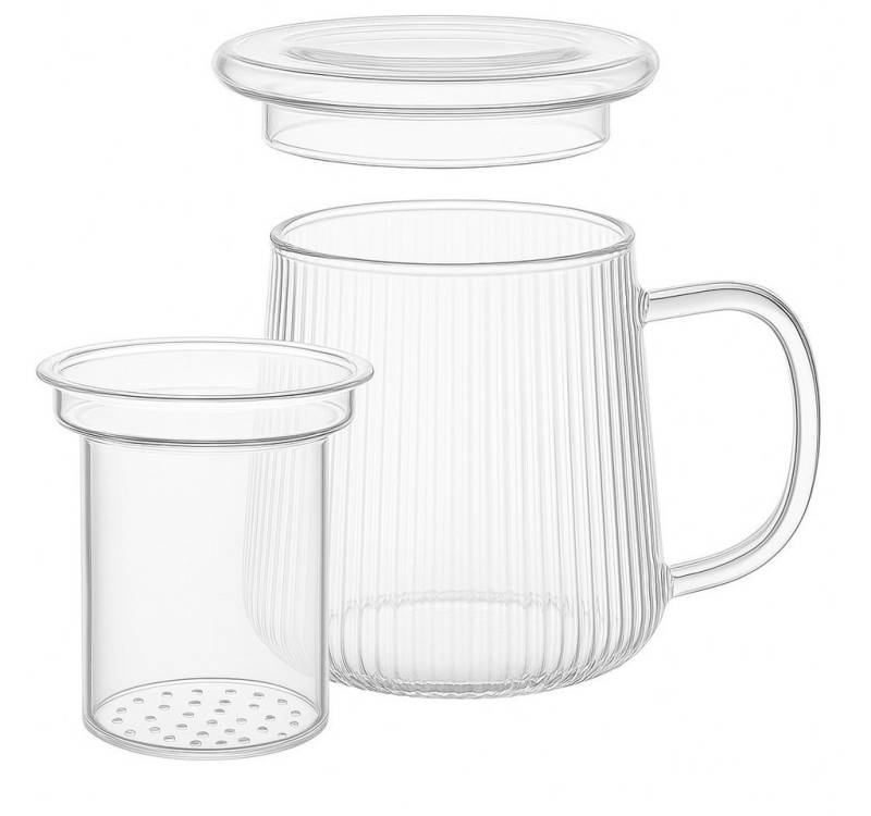 Goodwei Teeglas Teezubereiter aus Glas mit Filter und Deckel – Teetasse & Teekanne von Goodwei