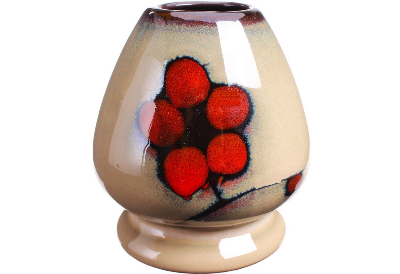 Goodwei Teeschale Chasentate - Halter für Matchabesen (Plum), Keramik, Handgefertigt von Goodwei