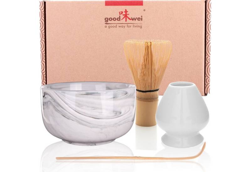 Goodwei Teeservice Matcha-Set "Gurei" 80 mit Teeschale, Matchabesen und Besenhalter (4-tlg), 1 Personen, Keramik von Goodwei