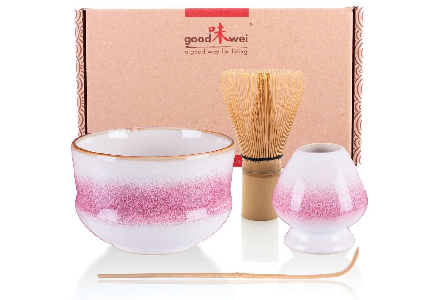 Goodwei Teeservice Matcha-Set Kiku" 80 mit Teeschale, Matchabesen und Besenhalter (4-tlg), 1 Personen, Keramik" von Goodwei