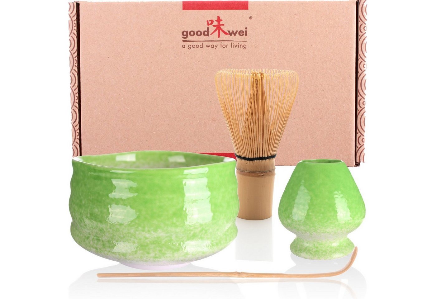 Goodwei Teeservice Matcha-Set Midori" 80 mit Teeschale, Matchabesen und Besenhalter (4-tlg), 1 Personen, Keramik" von Goodwei