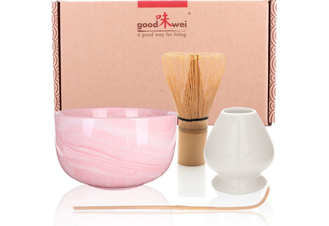 Goodwei Teeservice Matcha-Set Pinku" 80 mit Teeschale, Matchabesen und Besenhalter (4-tlg), 1 Personen, Keramik" von Goodwei